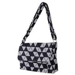 Black And White Triangles Pattern Full Print Messenger Bag (m) by SpinnyChairDesigns