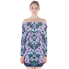 Paradise Flowers In Paradise Colors Long Sleeve Off Shoulder Dress by pepitasart