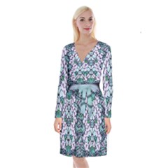 Paradise Flowers In Paradise Colors Long Sleeve Velvet Front Wrap Dress by pepitasart