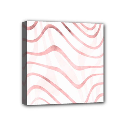 Pink Abstract Stripes on White Mini Canvas 4  x 4  (Stretched)