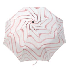 Pink Abstract Stripes on White Folding Umbrellas