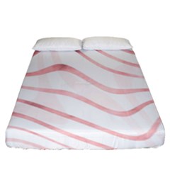 Pink Abstract Stripes on White Fitted Sheet (King Size)