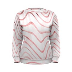 Pink Abstract Stripes On White Women s Sweatshirt by SpinnyChairDesigns