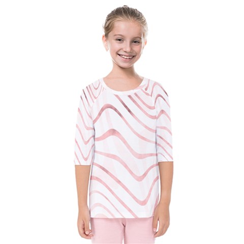 Pink Abstract Stripes On White Kids  Quarter Sleeve Raglan Tee by SpinnyChairDesigns