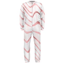 Pink Abstract Stripes on White OnePiece Jumpsuit (Men) 
