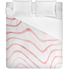 Pink Abstract Stripes on White Duvet Cover (California King Size)