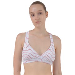 Pink Abstract Stripes on White Sweetheart Sports Bra