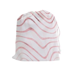 Pink Abstract Stripes on White Drawstring Pouch (XL)