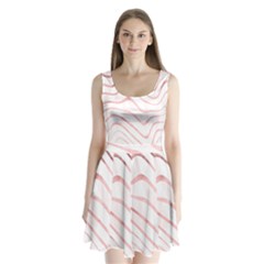Pink Abstract Stripes on White Split Back Mini Dress 