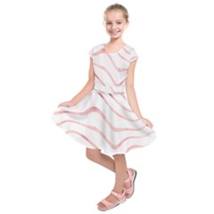 Pink Abstract Stripes on White Kids  Short Sleeve Dress