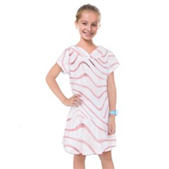 Pink Abstract Stripes on White Kids  Drop Waist Dress