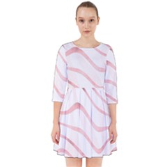 Pink Abstract Stripes on White Smock Dress