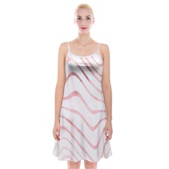 Pink Abstract Stripes on White Spaghetti Strap Velvet Dress