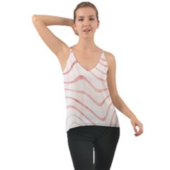 Pink Abstract Stripes on White Chiffon Cami