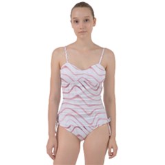 Pink Abstract Stripes on White Sweetheart Tankini Set