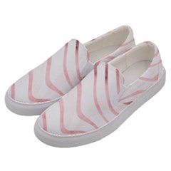 Pink Abstract Stripes on White Men s Canvas Slip Ons