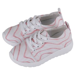 Pink Abstract Stripes on White Kids  Lightweight Sports Shoes