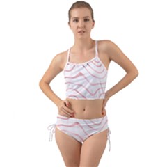 Pink Abstract Stripes on White Mini Tank Bikini Set