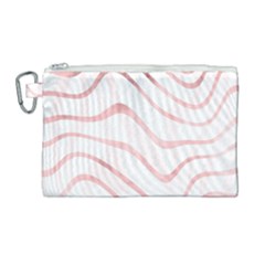 Pink Abstract Stripes on White Canvas Cosmetic Bag (Large)