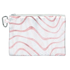 Pink Abstract Stripes on White Canvas Cosmetic Bag (XL)