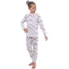 Pink Abstract Stripes on White Kids  Long Sleeve Set 