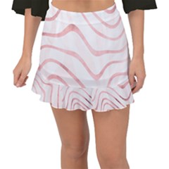 Pink Abstract Stripes on White Fishtail Mini Chiffon Skirt