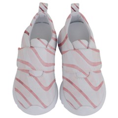 Pink Abstract Stripes on White Kids  Velcro No Lace Shoes