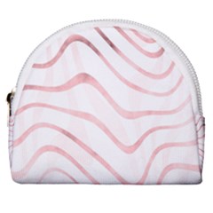 Pink Abstract Stripes on White Horseshoe Style Canvas Pouch