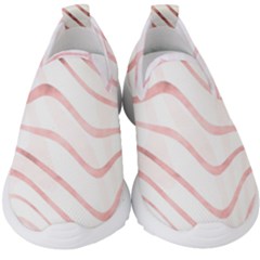 Pink Abstract Stripes on White Kids  Slip On Sneakers