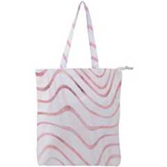 Pink Abstract Stripes on White Double Zip Up Tote Bag