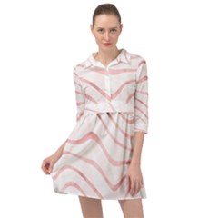 Pink Abstract Stripes on White Mini Skater Shirt Dress