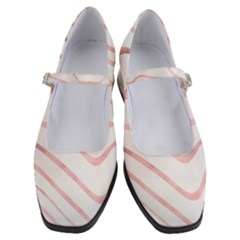 Pink Abstract Stripes on White Women s Mary Jane Shoes