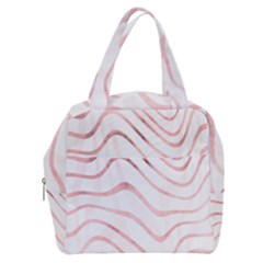 Pink Abstract Stripes on White Boxy Hand Bag