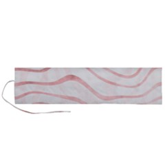 Pink Abstract Stripes on White Roll Up Canvas Pencil Holder (L)