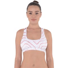 Pink Abstract Stripes on White Cross Back Hipster Bikini Top 