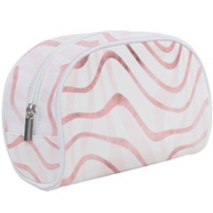 Pink Abstract Stripes on White Makeup Case (Large)