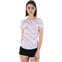 Pink Abstract Stripes on White Back Cut Out Sport Tee