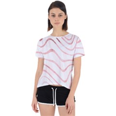 Pink Abstract Stripes on White Open Back Sport Tee