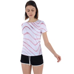 Pink Abstract Stripes on White Back Circle Cutout Sports Tee