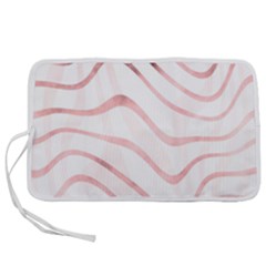 Pink Abstract Stripes on White Pen Storage Case (S)