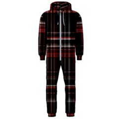 Red Black White Plaid Stripes Hooded Jumpsuit (men)  by SpinnyChairDesigns