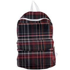 Red Black White Plaid Stripes Foldable Lightweight Backpack by SpinnyChairDesigns