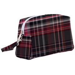 Red Black White Plaid Stripes Wristlet Pouch Bag (large) by SpinnyChairDesigns