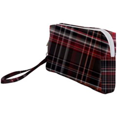 Red Black White Plaid Stripes Wristlet Pouch Bag (small) by SpinnyChairDesigns