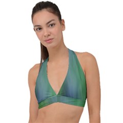 Green Blue Gradient Batik Halter Plunge Bikini Top by SpinnyChairDesigns