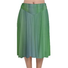 Green Blue Gradient Batik Velvet Flared Midi Skirt by SpinnyChairDesigns
