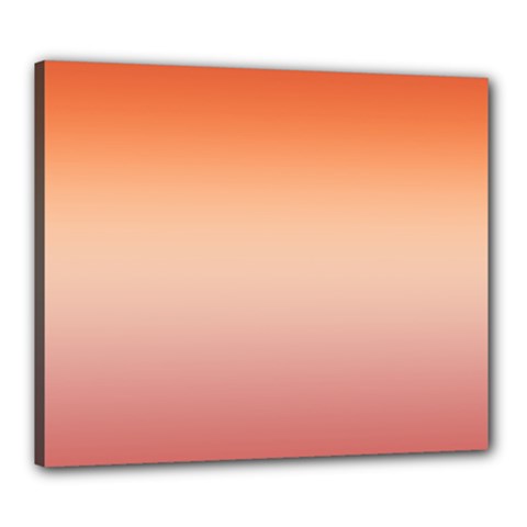 Vermilion Coral Sunset Gradient Ombre Canvas 24  X 20  (stretched) by SpinnyChairDesigns