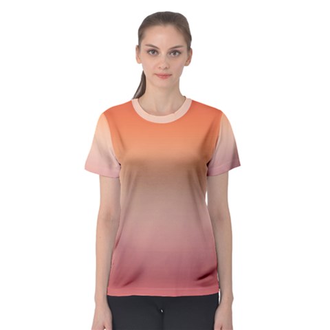 Vermilion Coral Sunset Gradient Ombre Women s Sport Mesh Tee by SpinnyChairDesigns