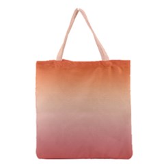 Vermilion Coral Sunset Gradient Ombre Grocery Tote Bag by SpinnyChairDesigns