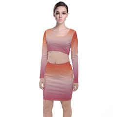 Vermilion Coral Sunset Gradient Ombre Top and Skirt Sets